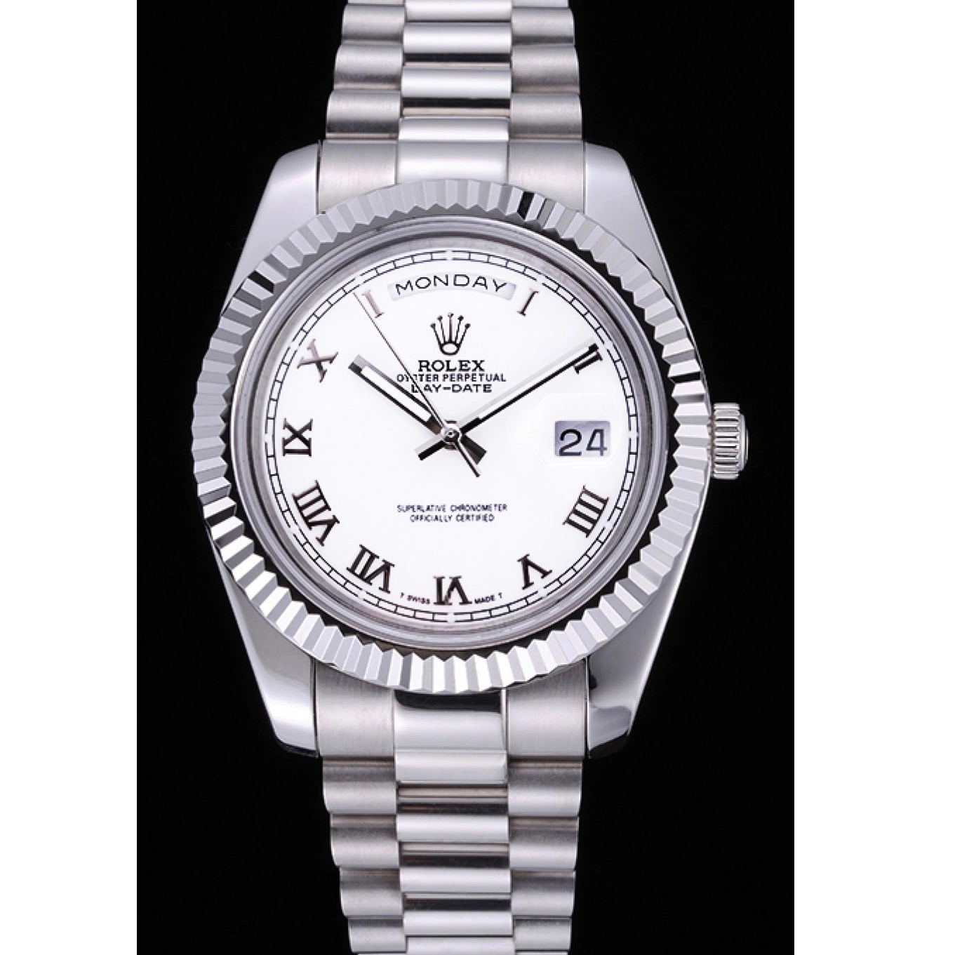 MiroTime 0718 Rolex Day-Date White Dial Stainless Steel Bracelet 622547